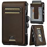 furid Genuine Leather Wallet for Men: RFID Slim Minimalist Wallets with Money Clip - Smart Pop Up Credit Card Holder for Front Pocket - Gifts for Husband Father on Birthday Anniversary