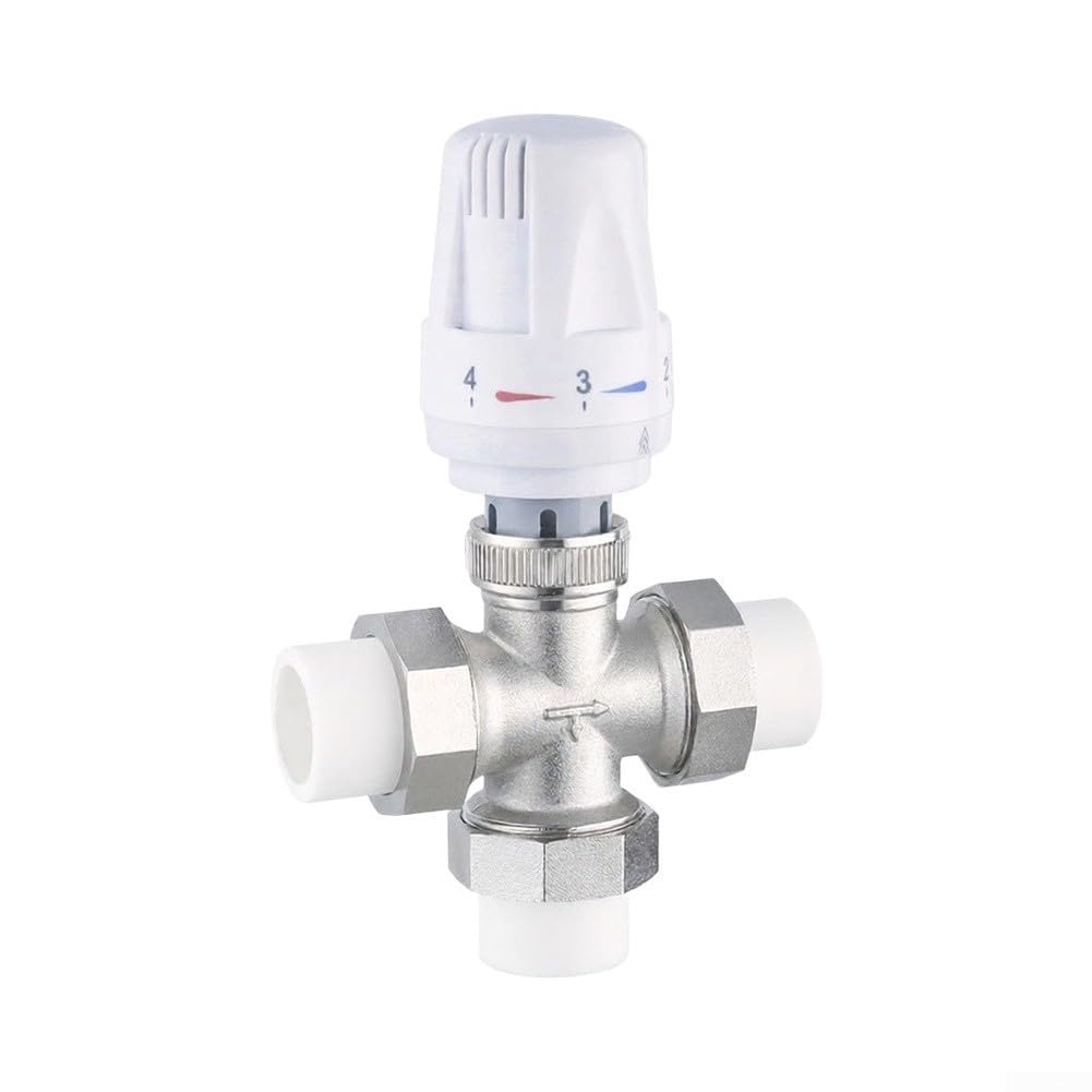 Válvula Termostática de Radiador 3 Vías para latón Control Temperatura Agua Para Calefacción Hogar 12x8x5cm(DN25)
