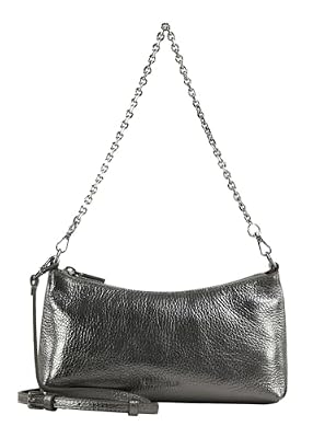 Coccinelle Pelle borsa a tracolla Aura Mini Bag Grained Leather Steel argentato