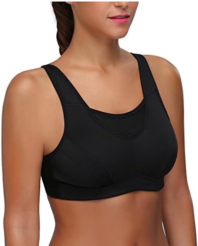 WingsLove Women's Sports Bra High Impact Bounce Adjustable Control Workout Bra Non Padded Wirefree Running Bra(Black,36D - 5