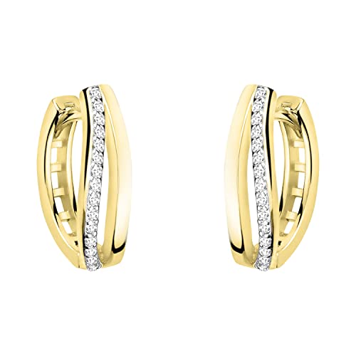 SOFIA MILANI - Damen Ohrringe 925 Silber - teils vergoldet/golden & mit Zirkonia Steinen - Bicolor Ohrstecker - E1703