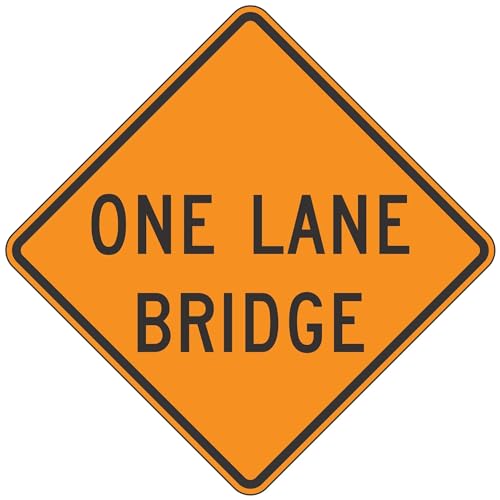Mxitataxl One Lane Bridge Sign Construction Signs ���^�� �u���L�Ŕ� 12X12�C���`