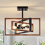 LWYTJO Black Ceiling Lights Living Room, 3 Lights Black Chandeliers Ceiling Light, Vintage Semi Flush Mount Ceiling Lights Fixture for Bedroom, Dining Room, Lounge, Hallway, Kitchen