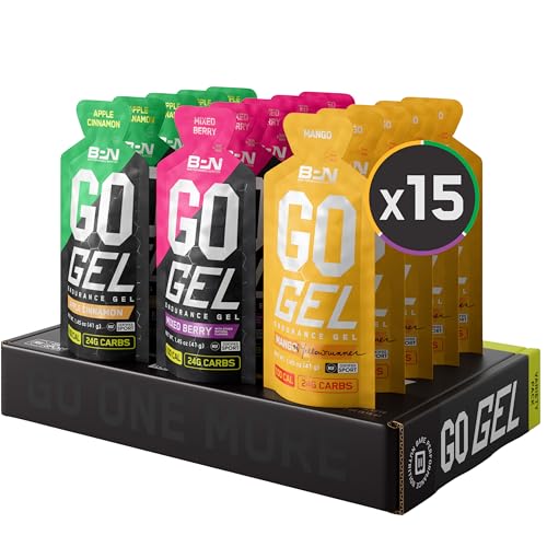 BARE PERFORMANCE NUTRITION BPN Go Gel Endurance 24g of Carbohydrates & 100 Calories per Pack Vegan + Gluten Free Running Gel 15 Single-Serving Variety Pack