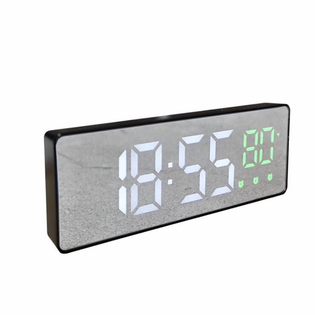 HRWLY Digital Alarm Clock Voice Control Snooze Time Temperature Display 3 Alarms LED with Cable(D)