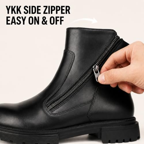 Image of Men's Premium Leather Chelsea Boots | Double Elastic Gussets & Breathable OrthoLite Anti-Odor Insoles | Slip-Resistant Rubber Outsole, Leather Lined for All-Day Comfort (Casual & Work)