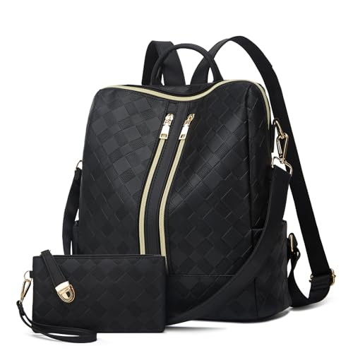 Image of Backpacks for Women Fashion PU Leather Bag Multipurpose Design Convertible Satchel Bag Travel Backpack Handbag and Purse 2Pcs