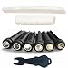 Miwayrer Acoustic Guitar Bone Bridge Saddle Nut with 6pcs Big Abalone Dot Guitar Bridge Pins and Pins puller (Bone bridge & Ebony pins)