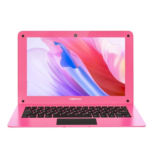 TOPOSH 10,1-Zoll Mini-Laptop für Kinder, Studenten,Unterstützung für mehrere Sprachen, Tastaturaufkleber inklusive, 8GB RAM, 128GB SSD (erweiterbar), kompatibel mit Win10, Intel CPU-Rosa