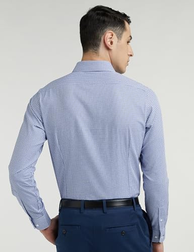 Image of Van Heusen Formal Checkered Shirt for Men| Premium Cotton| Full Sleeves| Slim Fit |Breathable Fabric