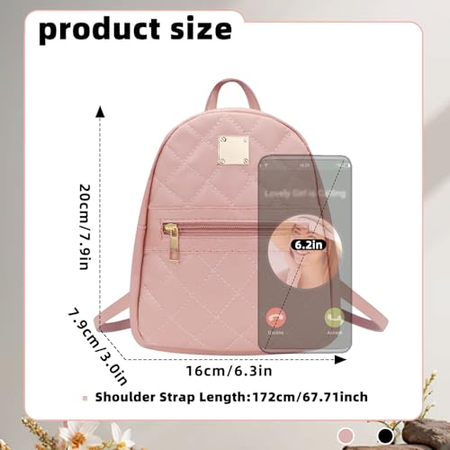 Image of Womens Tiny Backpack Purse, PU Leather Small Backpack Purse for Women and Girls, Stylish Mini Backpack Cute Small Backpack with Adjustable Strap for Dating, Shopping, Party (pink)