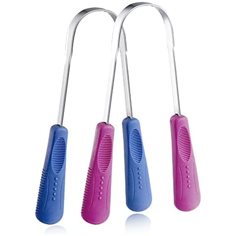 Tongue Scraper, Effective Tongue Cleaner 2 Pack Surgical Stainless Steel Rustproof Tongue Scrapers Reusable Lifetime Dental Scraper with Handy Carrying Store Case - New Cover