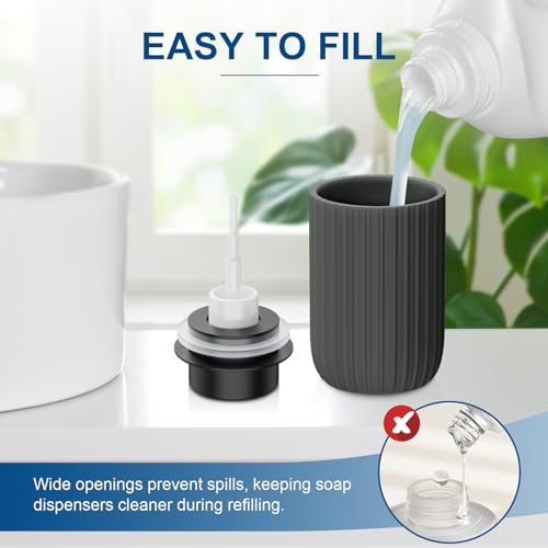 Image of Ceramic Foaming Soap Dispenser, 12 oz Bathroom Foam Hand Soap Dispenser, Refillable Lotion Soap Dispenser with Removable Pump for Kitchen Hand Wash Dispenser, Modern Home Decor(2Pack-Matte Grey)