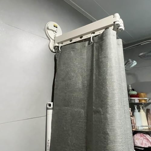 Biombo Separador de Ambientes Barra De Cortina De Ducha Plegable - Ángulo Ajustable Barra De Cortina De Ducha Curva- Impermeable Barra De Cortina De Ducha De Esquina Para RV, Baño, Dormitorio, Probado
