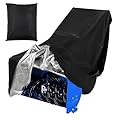 Hlimior Snow Blower Cover, Fit Most Electric Two Stage Snowblowers,420D Heavy Duty Universal Snow Thrower Cover Waterproof, Windproof, Sunproof with Air Vent and Buckle Strap, Black