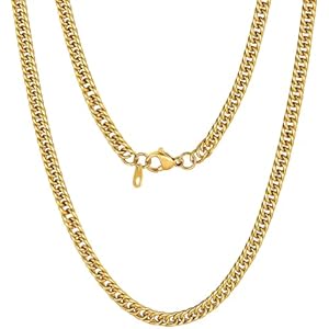 U7 Cuban Link Chain Necklace for Men, 12mm/9mm/6mm Miami Curb Chain, Stainless Steel/Black/18K Gold Plated, Hip Hop Jewelry, Heavy Duty Thick Chain Gift for Him, 18-36 Inch