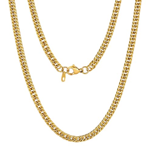 U7 Cuban Link Chain Necklace for Men, 12mm/9mm/6mm Miami Curb Chain, Stainless Steel/Black/18K Gold Plated, Hip Hop Jewelry, Heavy Duty Thick Chain Gi