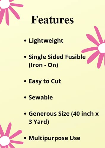 Marobee White Fusible Interfacing Lightweight Non-Woven For Sewing And Quilting Projects, Ultra Adhesive Bond Iron-On One Sided - Apparels And Face Masks, Diy Crafts (40 Inch X 3 Yard) #TOP2