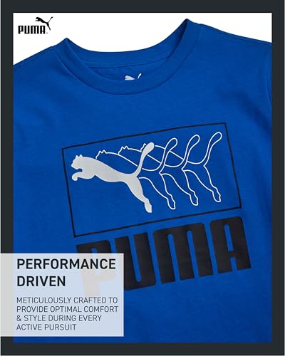 Image of PUMA Boys T-Shirts Athletic Crewneck Short Sleeve Tees (Sizes S-XL) | Soft Breathable Cotton Blend, Comfortable Casual Fit, Great for School, Play & Everyday Wear