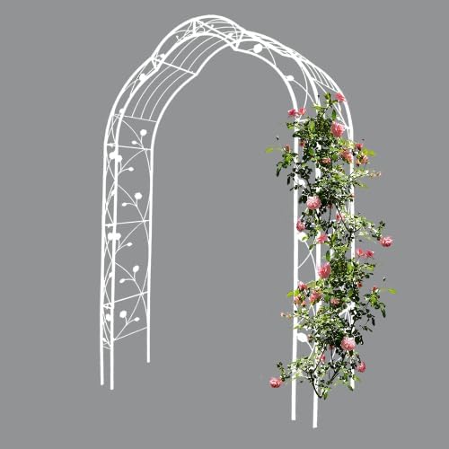Garden Arched Tree Frame, Metal Arch for Climbing Plants, 8 Styles of Freely Combined Garden Tree Support, Outdoor Climbing Plant Support Rose Arch White, 59 "L x 15.4" W x 98.4 "H