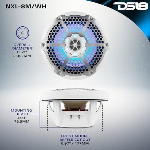image for DS18 Hydro NXL-8M/WH - High End Mesh Grill Coaxial Speaker Pair - 2-Wa