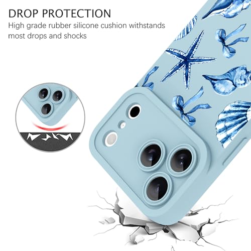 Image of ZIYE for iPhone 17 Pro Case Blue Seashell Bow Pattern
