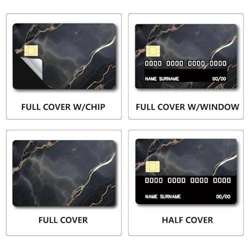 CREATCABIN 4Pcs Marble Card Skin Sticker Debit Credit Card Skins Covering Bank Card Protecting Decals Removable Waterproof No Bubble Slim Card Decoration for Ebt Transportation Key Card 3.3x2.1in - Image 4