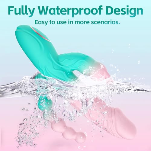 Image of Rabbit G Spot Dildo Vibrator Adult Sex Toys for Women, 3 in 1 Vaginal Anal Beads Clitoris Double 10 Vibration Modes Silicone Nipple Stimulator Massager for Female Couple Play & Games (Green)