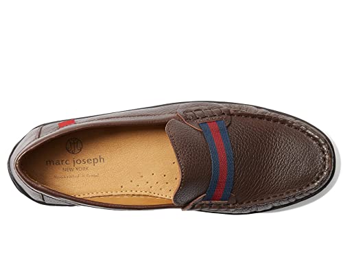 Image of Marc Joseph New York Kid's Kids Boys /Girls Genuine Leather Elastic Grow Gain Loafer Shoe, Black Pebble Grainy, 11.5 M US Little Kid