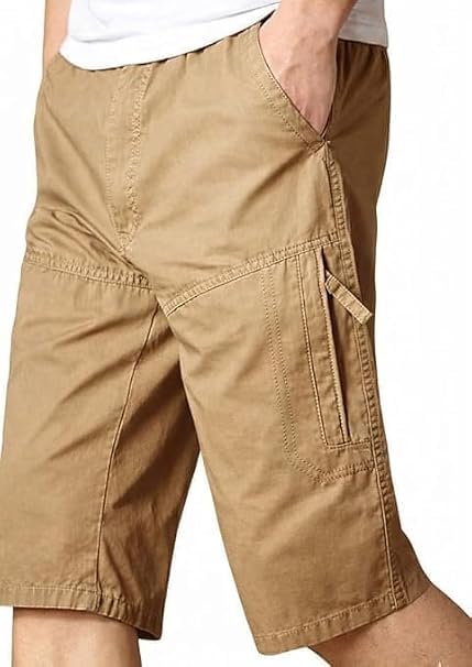 krishna enterprise Men's Olive Green Cargo Shorts | Multi-Pocket Casual Knee Length Shorts | Utility Cotton Blend Shorts for Men-picture-33