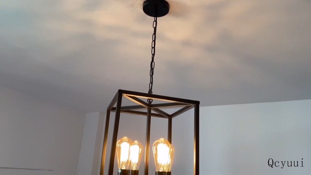 Lustre Industriel à 4 Lumières En Métal Noir - Suspension Lanterne Réglable Pour Cuisine Et Salle à Manger