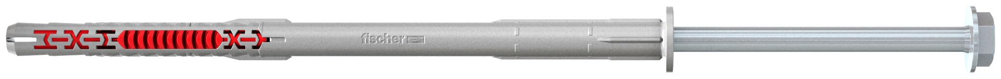 fischer DuoXpand 10 x 200 FUS, hochwertiger Universaldübel mit Sechskantschraube & angeformter U-Scheibe (50 Stk.), Dübel für starken Halt, ideal für poröse Baustoffe & randnahe Verankerungen