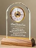 MakerTick Doctor Appreciation Clock Gift for Men, Women - Best Doctor Ever Glass Plaque with LED Wooden Base - Thank You Gifts for Doctors Day Birthday, Retirement, Christmas (Battery Not Included)