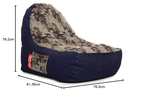 Image of Style Homez Urban Design Denim Canvas Camouflage Printed Chair Bean Bag XXL Size Filled with Beans Fillers
