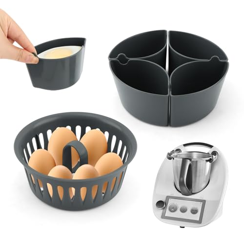 2 in 1 Eierkocher Eierhalter Pochierer Einsatz kompatibel mit Thermomix TM5 TM6 TM31 Küchenmaschinen Zubehör für 4 pochi...
