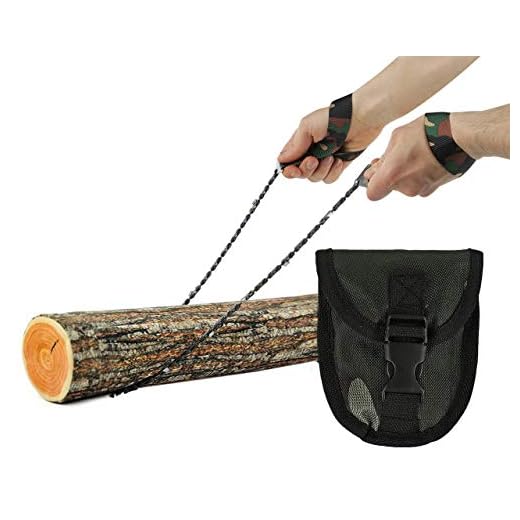 Pocket Chainsaw - Razor Sharp Self Cleaning 25.5 In. Portable Hand Saw Survival Gear with Camouflage Holster for Camping, Hunting, Hiking | Pocket-sized 25.5” Emergency Wilderness Survival Chain Saw
