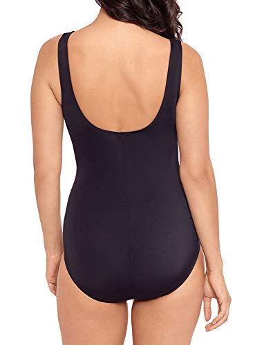 Reebok Women's Swimwear Covered In Dots High Neck Soft Cup One Piece Swimsuit, Black/White, 18 #TOP3