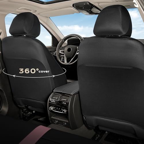 Image of Coverado Car Seat Covers Front Pair, Automotive Leather Seat Covers for Car，Universal Fit Front Back Seat Cover, Non-Slip Waterproof Breathable Car Seat Protector