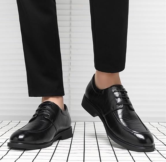 Men's Dress Oxfords Shoes Genuine Leather Lace Up Chunky Heel Shoes Comfort Round Toe Non-Slip Formal Casual Shoes for Business Work Dating4