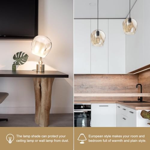Image of Housoutil Glass Globe Lamp Shade Clear Glass Shade Ball Lamp Cover Replacement Lampshade for Ceiling Pendant Wall Sconce Light