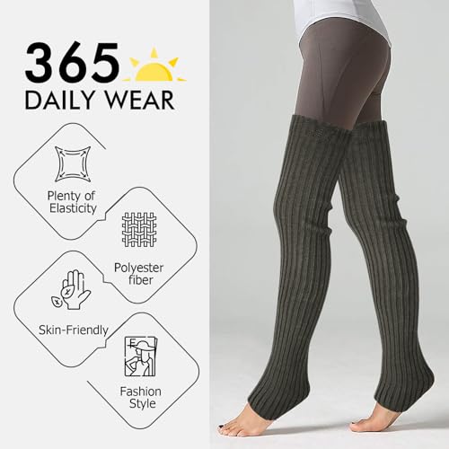 Image of XEPST 2 Pairs Leg Warmers for Women, High Boot Cuffs Knitted Boot Topper Warmers Over Knee Footless Socks for Winter Warmer
