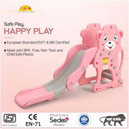 Image of Toyzone Fun Bear Slide for Kids | Baby Play Slide | Indoor & Outdoor Kids Slider | Easy Assembly | Safe Rounded Design | BIS Certified | Made in India |Kids Slide for 2-12 Years, Upto 70 kgs
