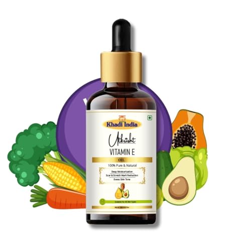 Image of Khadi Vitamin E Essential Oil 15 ml | Pure & Natural | For Scalp Care, Skin Tightening & Fine Lines | Anti Aging Properties | Oil for Face | All Skin Types | Aromatherapy for Men & Women