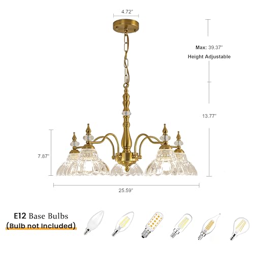 Esther Life NO Vintage Chandelier, 5-Light Gold Brass Crystal Chandeliers For Dining Room, Antique Victorian Chandelier thumb #2