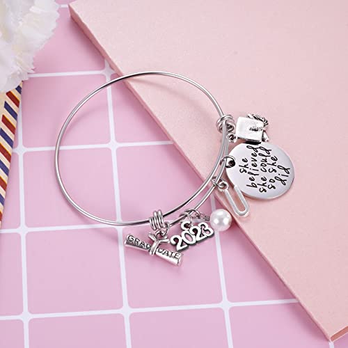 Ukodnus Senior 2023 Graduate Bracelet Class Of 2023 Graduation Gift Inspirational Graduation Gifts For Her 26 Initial Charm Bracelets For College High School Girls #TOP2