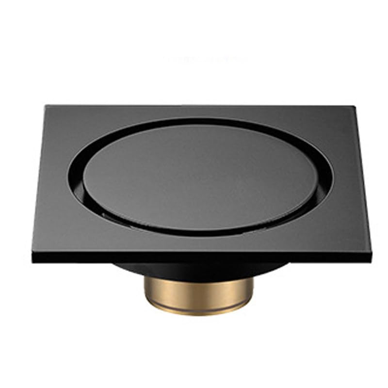 Sumidero Ducha Desagüe de Suelo de Ducha de latón Negro de 10 x 10 cm for baño, Cubierta de Drenaje Invisible, desagüe de Suelo Cuadrado Filtro Desague Ducha(D)