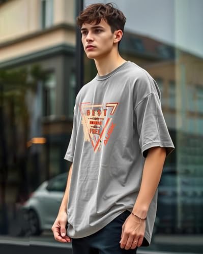 Image of AUSK T-Shirt for Mens with Round Neck Oversized Drop Shoulder