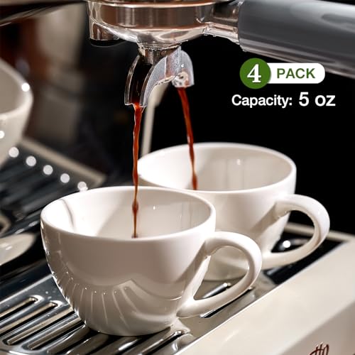 Hlukana SDFRE Porcelain Espresso Cups Set Of 4, 5 Oz Small Coffee Mugs, White Demitasse Cups Perfect thumb #1