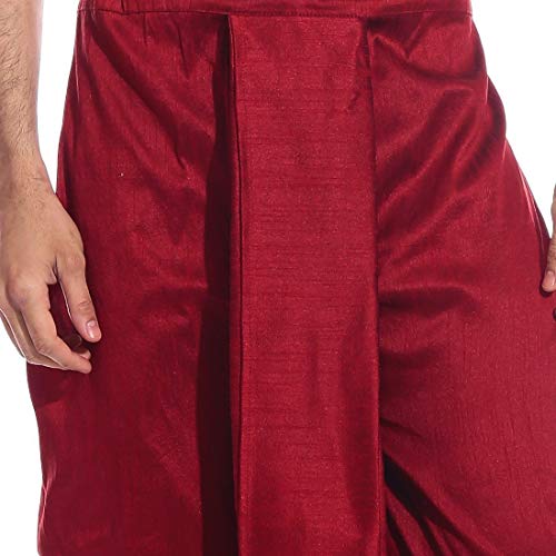 Dhoti elástico sin nudos para hombre seda dupion granate Royal Kurta 2