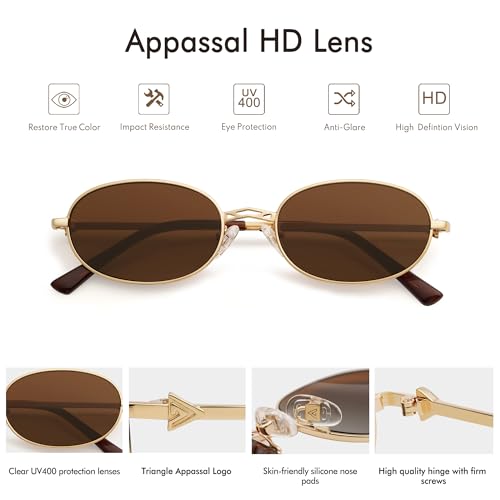 Retro Small Oval Sunglasses for Women Men Rectangle Metal Sun Glasses Classic Sunnies AP3662 - Image 5